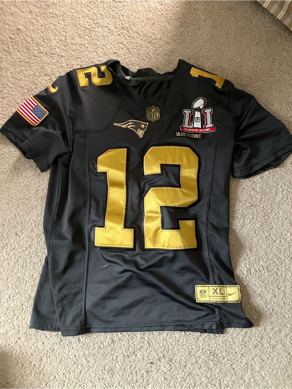 New England Patriots Tom Brady Dark Gray & Gold Super Bowl LI Jersey